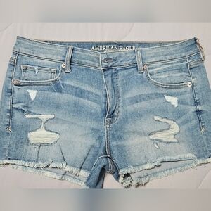 American Eagle Outfitters Light Blue Distressed Jean Shorts